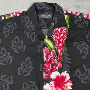 Favant Hawaiian Shirt Black Camp Floral Button Up Short Sleeve Mens L Cotton‎
